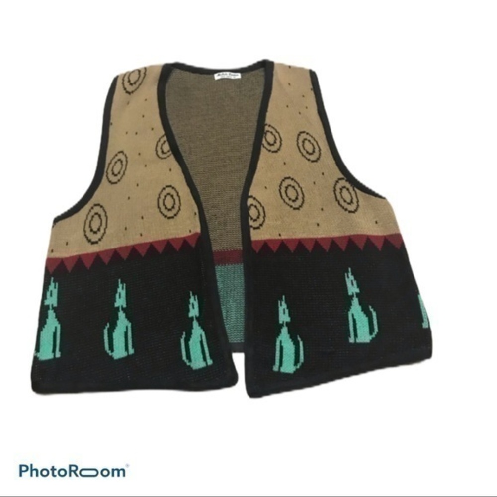 Michele Laidier Southwestern Desert Art Boho Western Knit Vest
